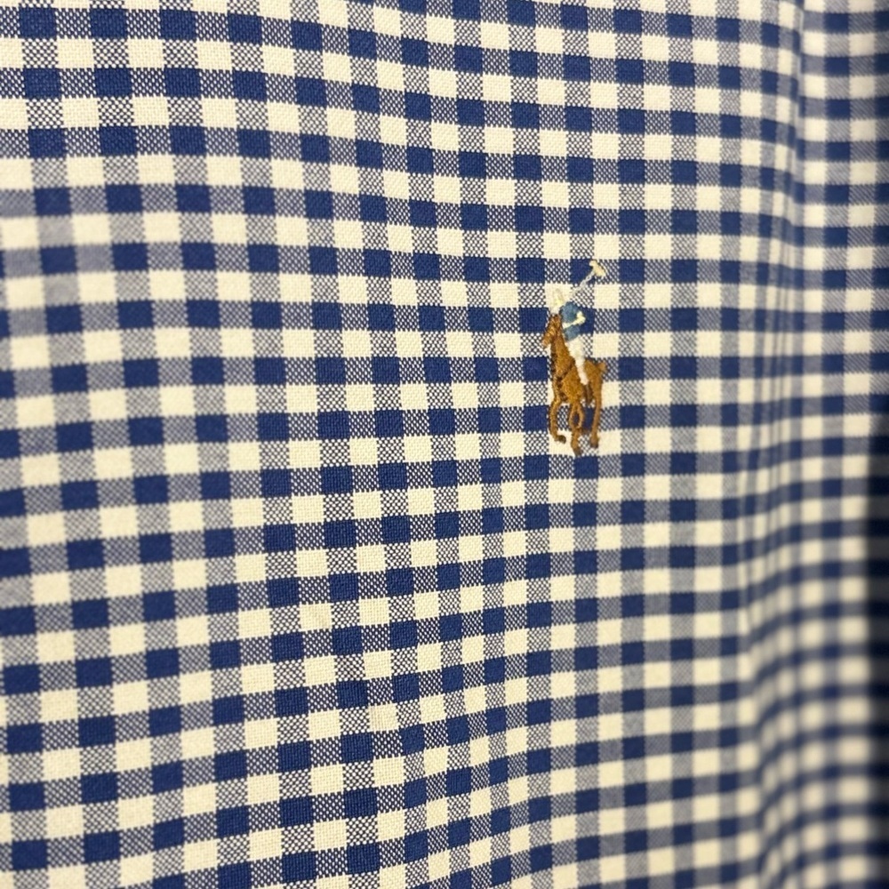 Polo Ralph Lauren Blue/White Check Long Sleeve Classic Button Shirt Size XXL - Picture 3 of 5